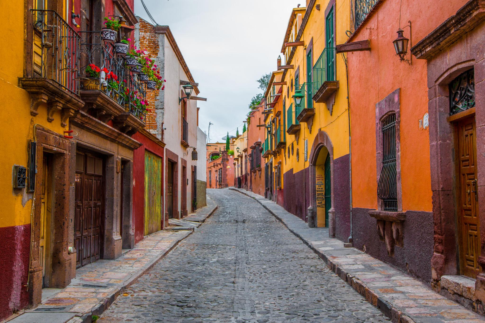 Cobblestone street in the historic center of San Miguel de Allende